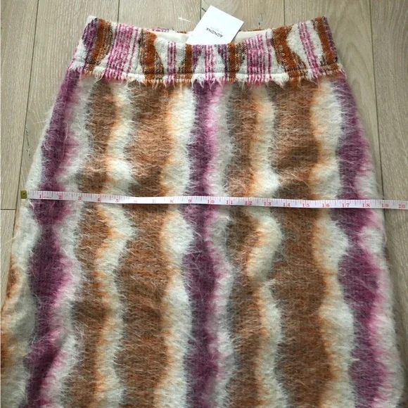 NWT Agnona Italy Cashmere Mohair Blend Striped Skirt Designer - Picture 3 of 8